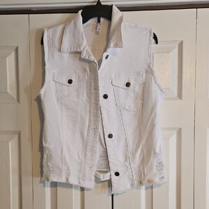 Xhilaration White Sleeveless Denim Vest